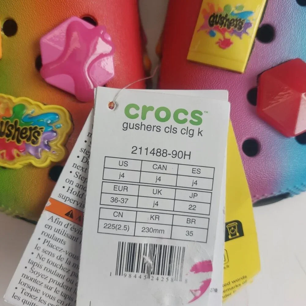 CROCS Big Kid Size J4 Womens 6 Gushers Slip On Classic Clogs K Shoes Multi Color - Picture 6 of 9